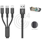 hier klicken, um das Produktfoto f&uuml;r Ladekabel Nylon Fast Charging 3 in 1 zu vergr&ouml;&szlig;ern