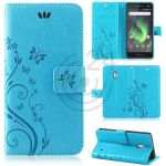 hier klicken, um das Produktfoto f&uuml;r Ledertasche Klapptasche Ornamente Prägung blau zu vergr&ouml;&szlig;ern